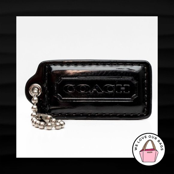 2.25" COACH BLACK PATENT LEATHER KEY FOB KEYCHAIN - Picture 1 of 1